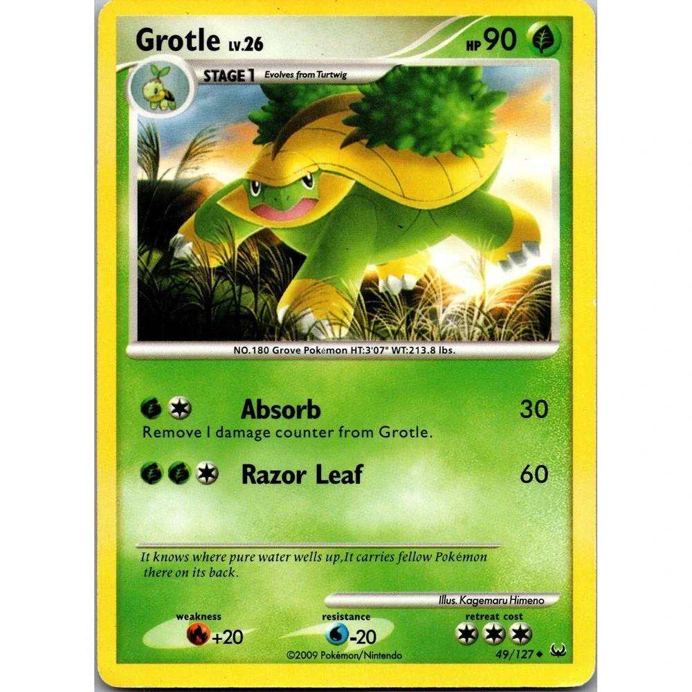 Pokemon Grotle 49/127 Platinum Uncommon Grass Type LP 2009 Card